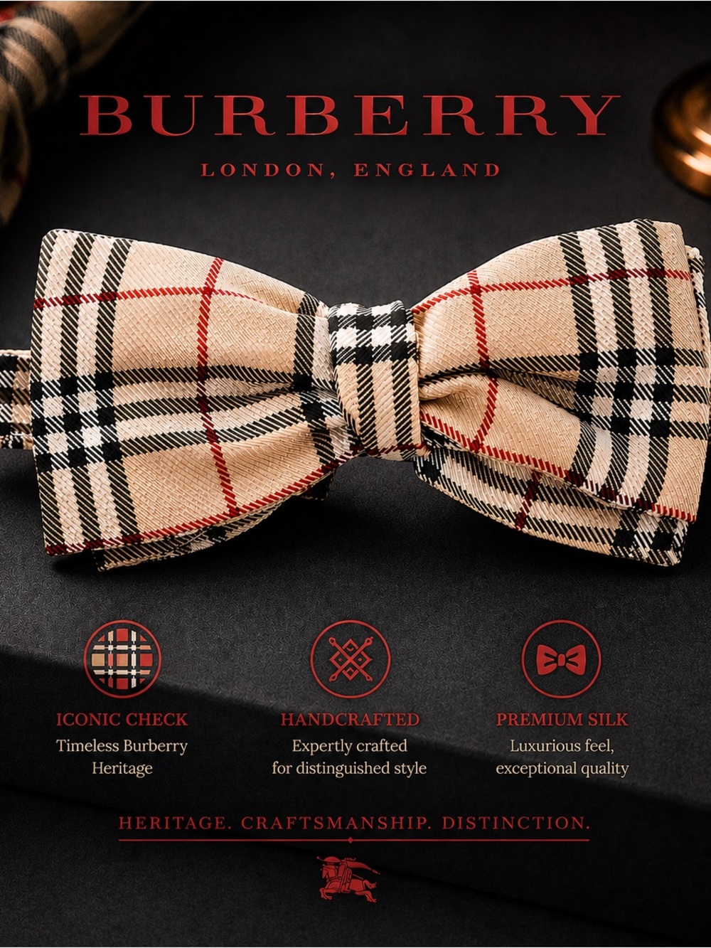 🎁TB HOLIDAY 26’🎁🔥🆕💯CLASSIC NOVA CHECK✨AUTHENTIC ICON BURBERRY SELF TIE BOW TIE🔥